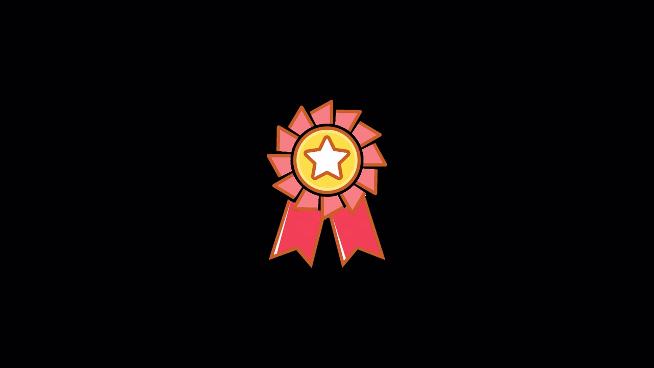 Animated Red Ribbon Award Badge with Star Icon