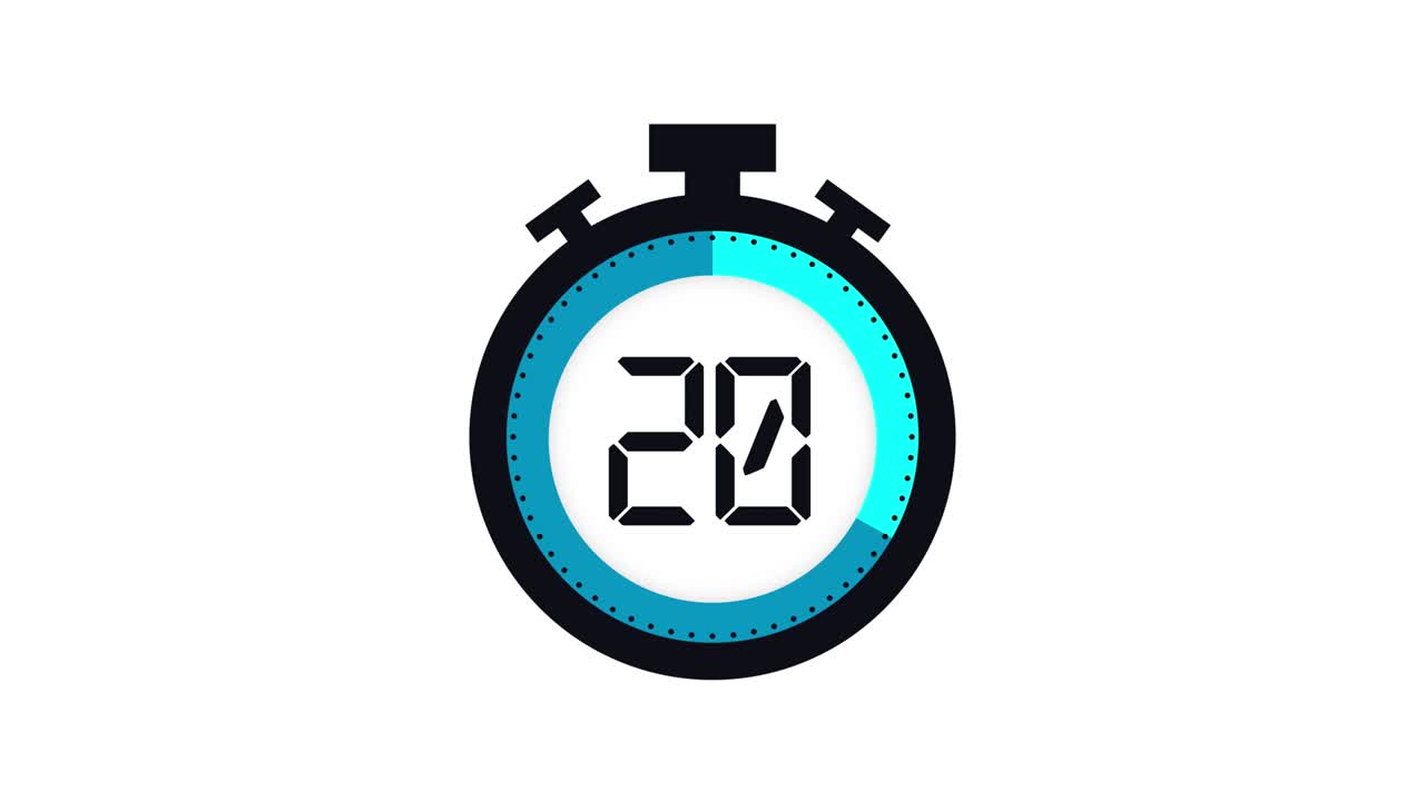 Colourful minimal countdown timer animation from 40 to 0 seconds. Modern flat design with animation on white background. High quality 4K video