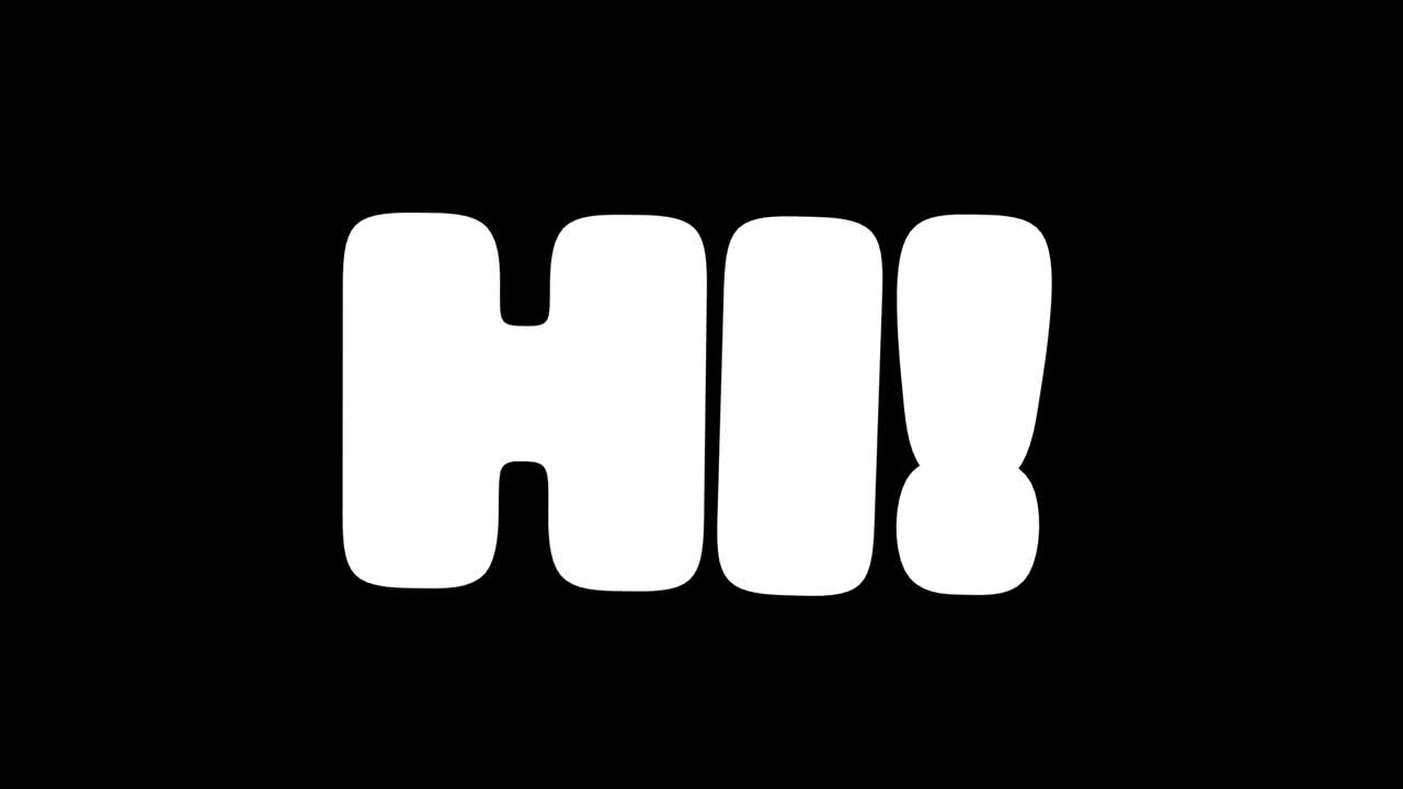 Abstract 3d animation of appearance of word HI!