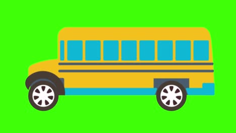 animación simple y colorida de un autobús escolar amarillo aislado en una pantalla verde en 4k