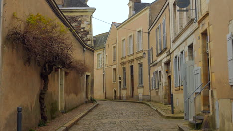 Un-Callejón-Tranquilo-Junto-A-Una-Catedral-En-El-Antiguo-Barrio-De-Ira,-Francia