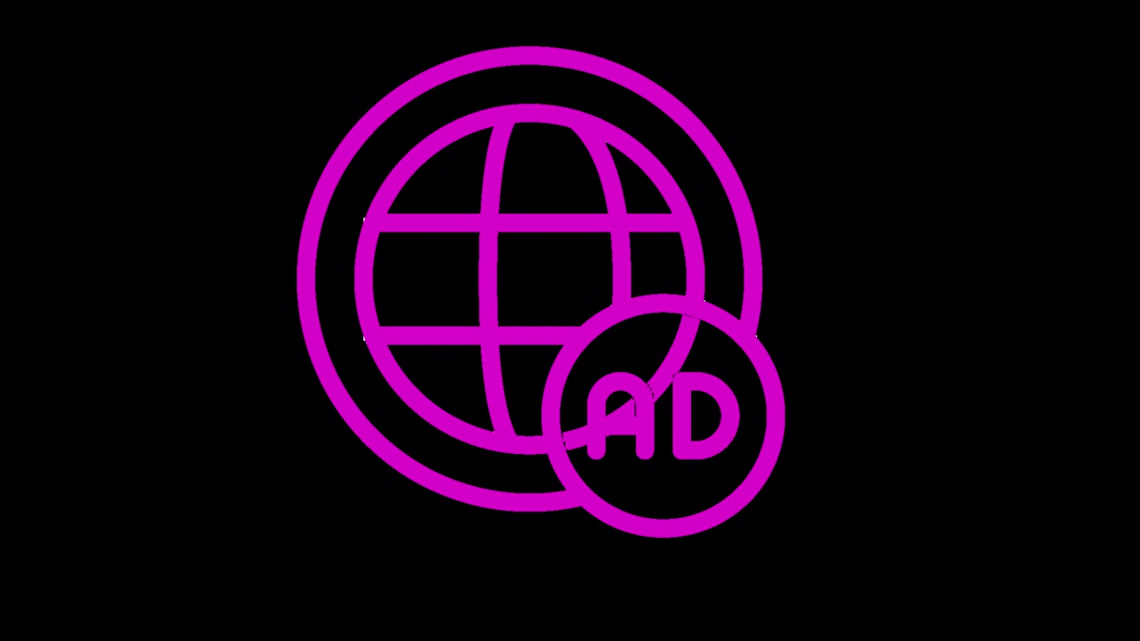 Animeret globus- og annonceikon for online annoncering