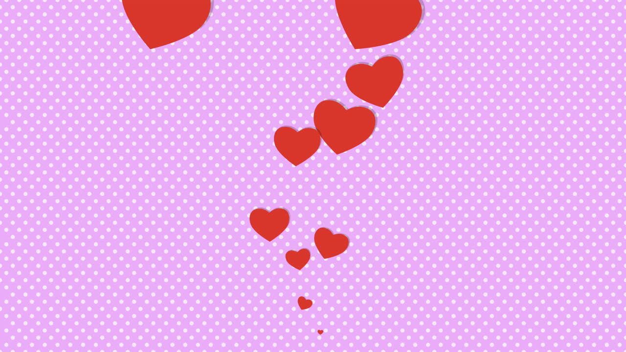 corazones cayendo un fondo lúdico y colorido