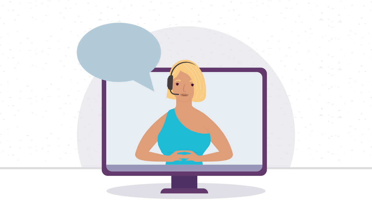 blond woman in desktop computer animation