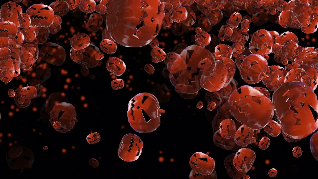 fondo de animación de partículas de calabaza de halloween