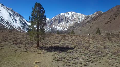 una antena sobre las montañas de sierra nevada revela un atractivo lago