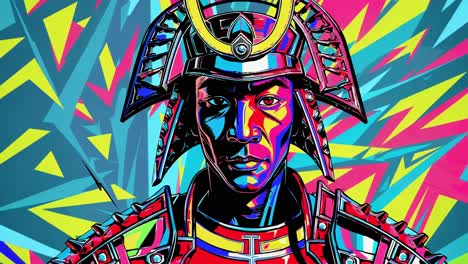 colorful samurai portrait