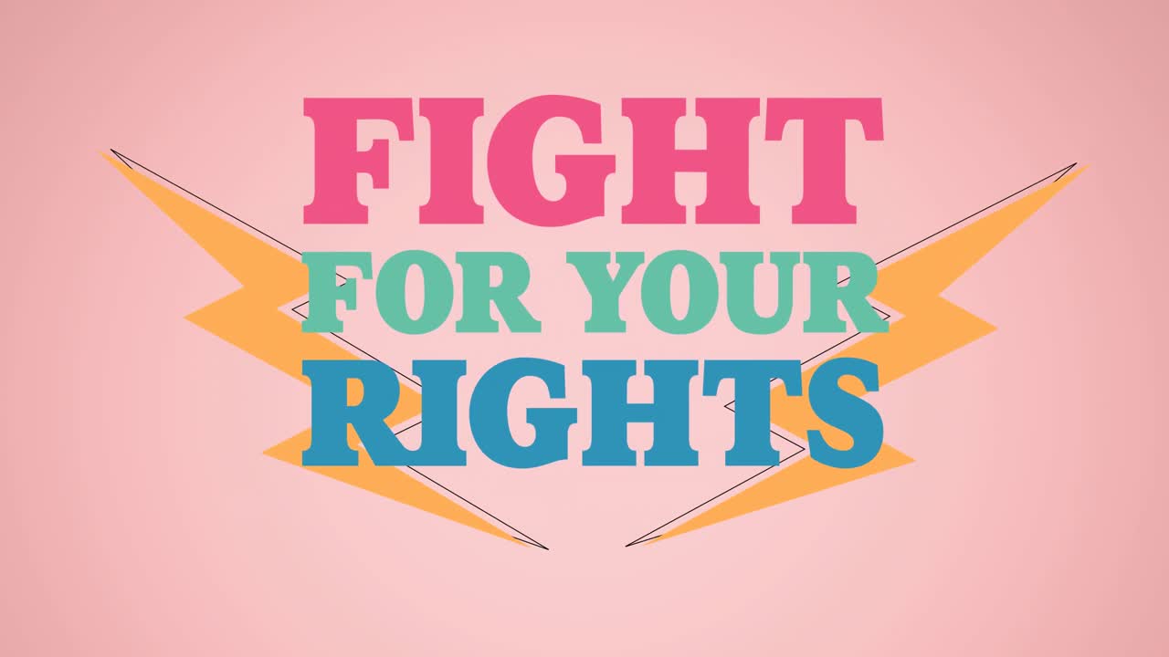 Composition of text fights for your rights, over two lightnings