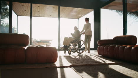 senior couple sharing a moment in modern home