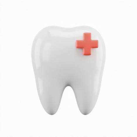 3d cartoon tooth with red cross symbol for dental health