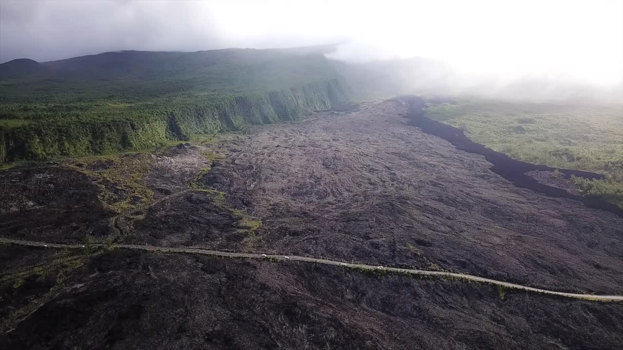 Reunion Island Lava flow filmed by a Drone, Piton de la Fournaise Volcano