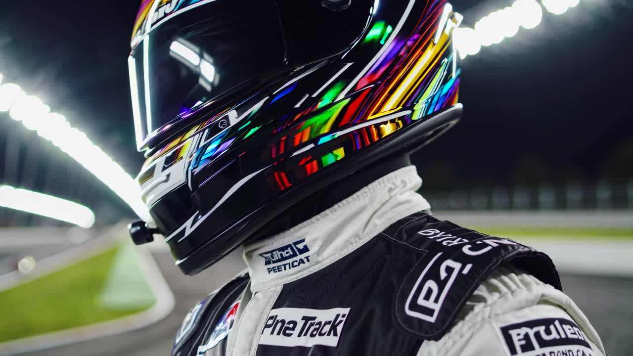 conductor de carreras por la noche