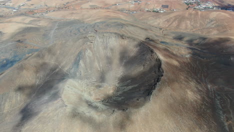 drone shot over the bayuyo volcanoes is a set of volcanic cones that erupted at the same time, following an almost straight line. located on the island of fuerteventura.