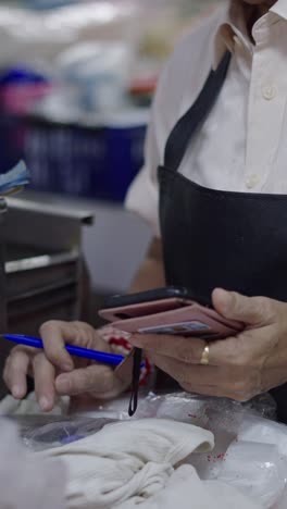 person making a transaction