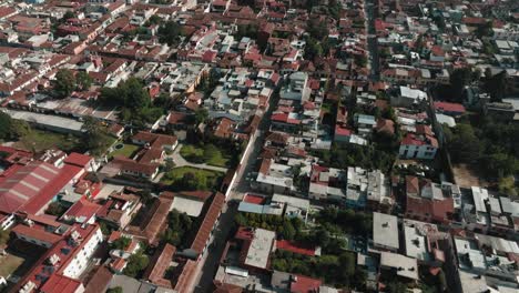 Town-San-Cristobal-de-las-Casas-In-Chiapas,-Mexico---aerial-drone-shot