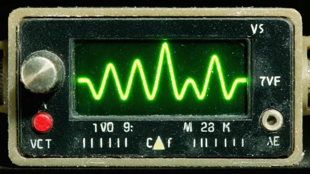 Oscilloscope Displaying Signal Waveforms: Capturing the Dynamic Patterns of Electrical Signals in Vibrant Green on a Monochrome Background