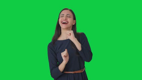 Happy-Indian-girl-dancing-and-having-fun-Green-screen