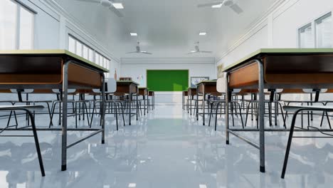 animation empty school or university classroom with big chalkboard