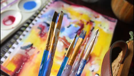 artist's paintbrushes and supplies