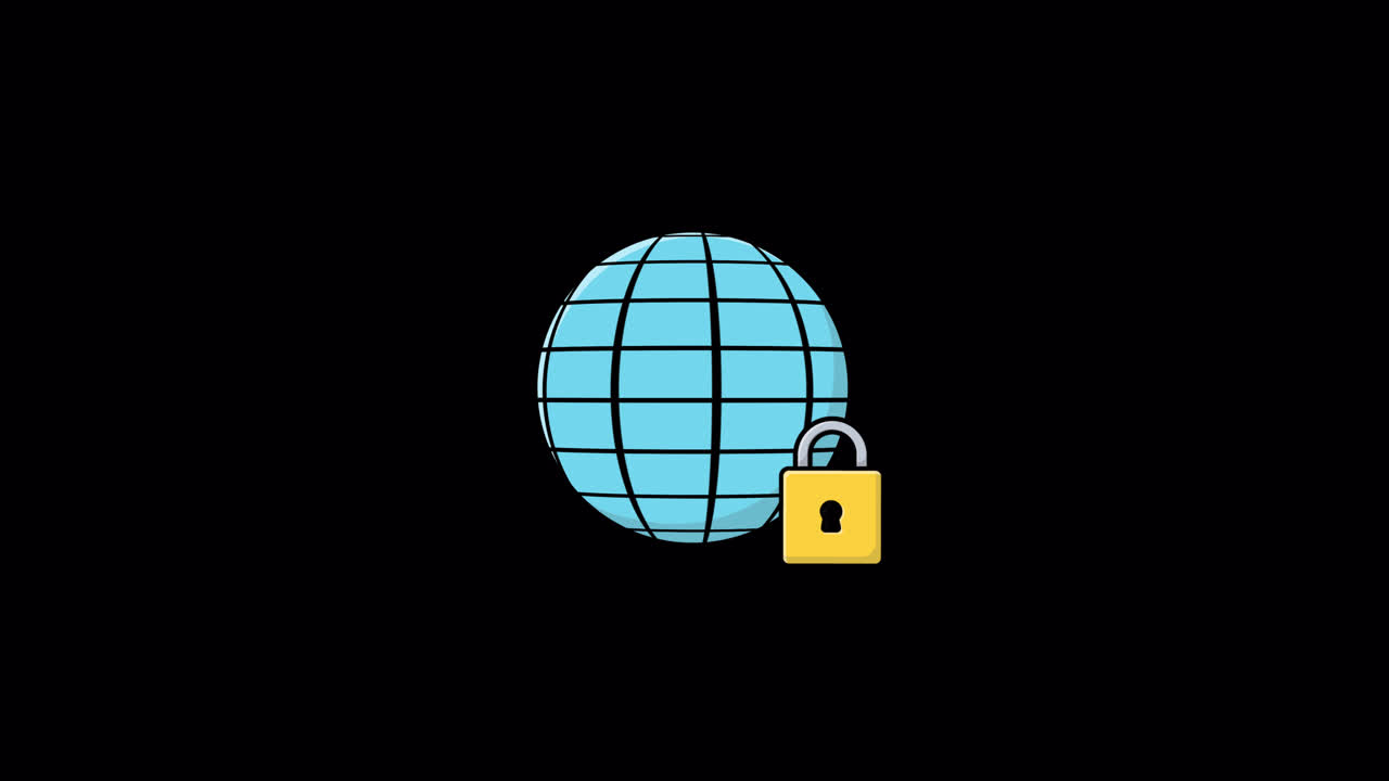 Digital Security Animation with Globe and Locking Padlock