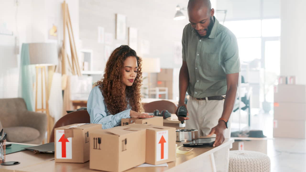 Shipping, delivery boxes and people