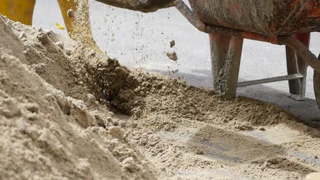 construction site with sand and wheelbarrow