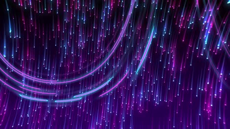 Animation-of-glowing-light-trails-of-data-transfer-moving-on-black-background