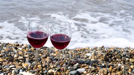 red wine on the beach