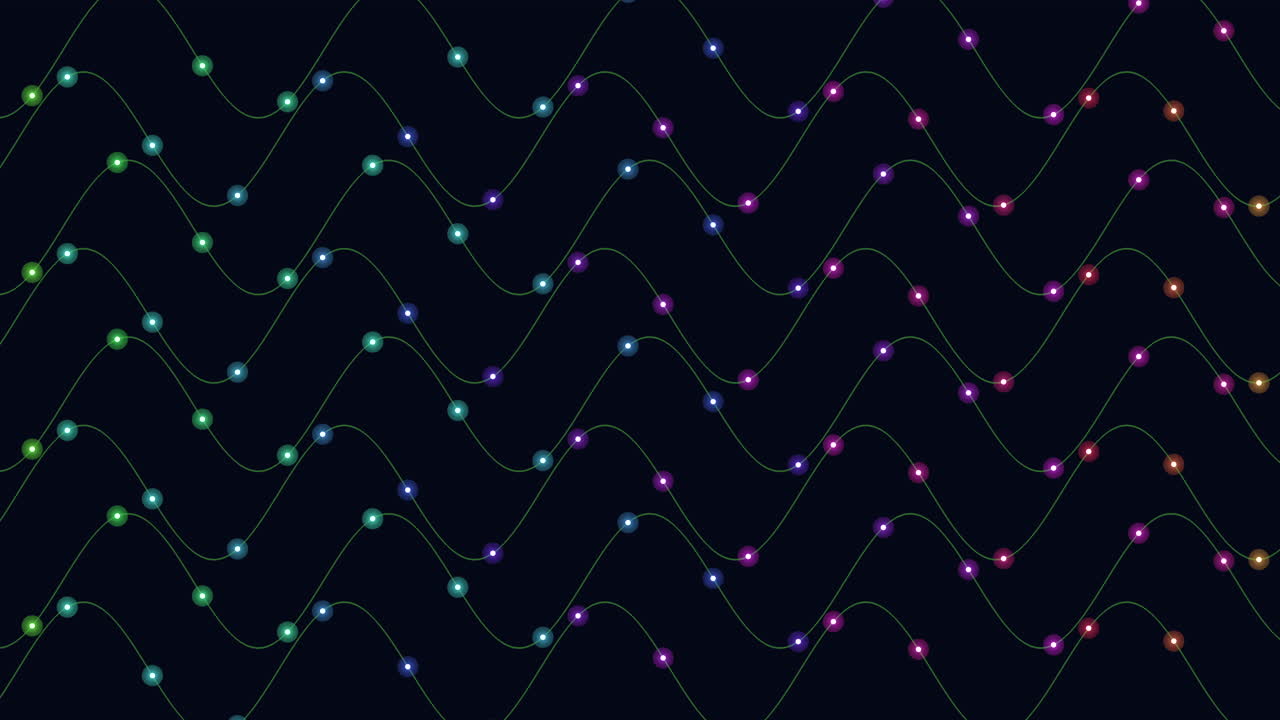 Abstract futuristic waves pattern with neon dots