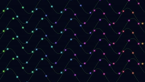 abstract futuristic waves pattern with neon dots