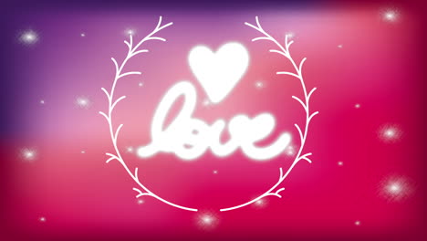 valentines card with heart love and calligraphy animation