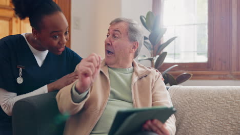 Tablet,-nurse-and-senior-man-on-sofa-browsing