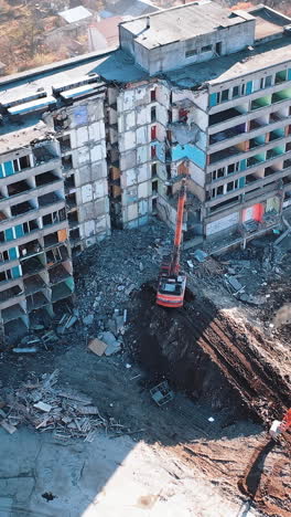 destructive broken house catastrophe. dangerous destroyed building after earthquake.