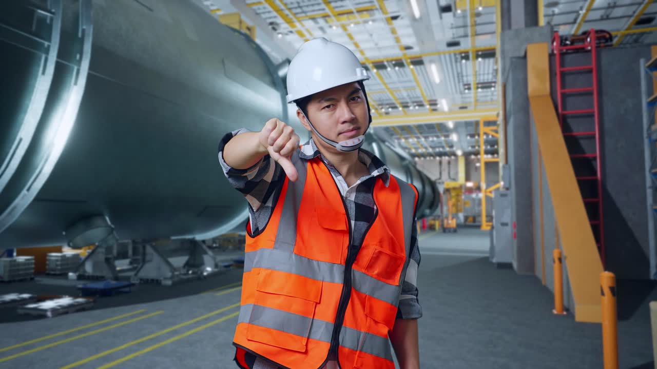 ingeniero que desaprueba el proceso industrial