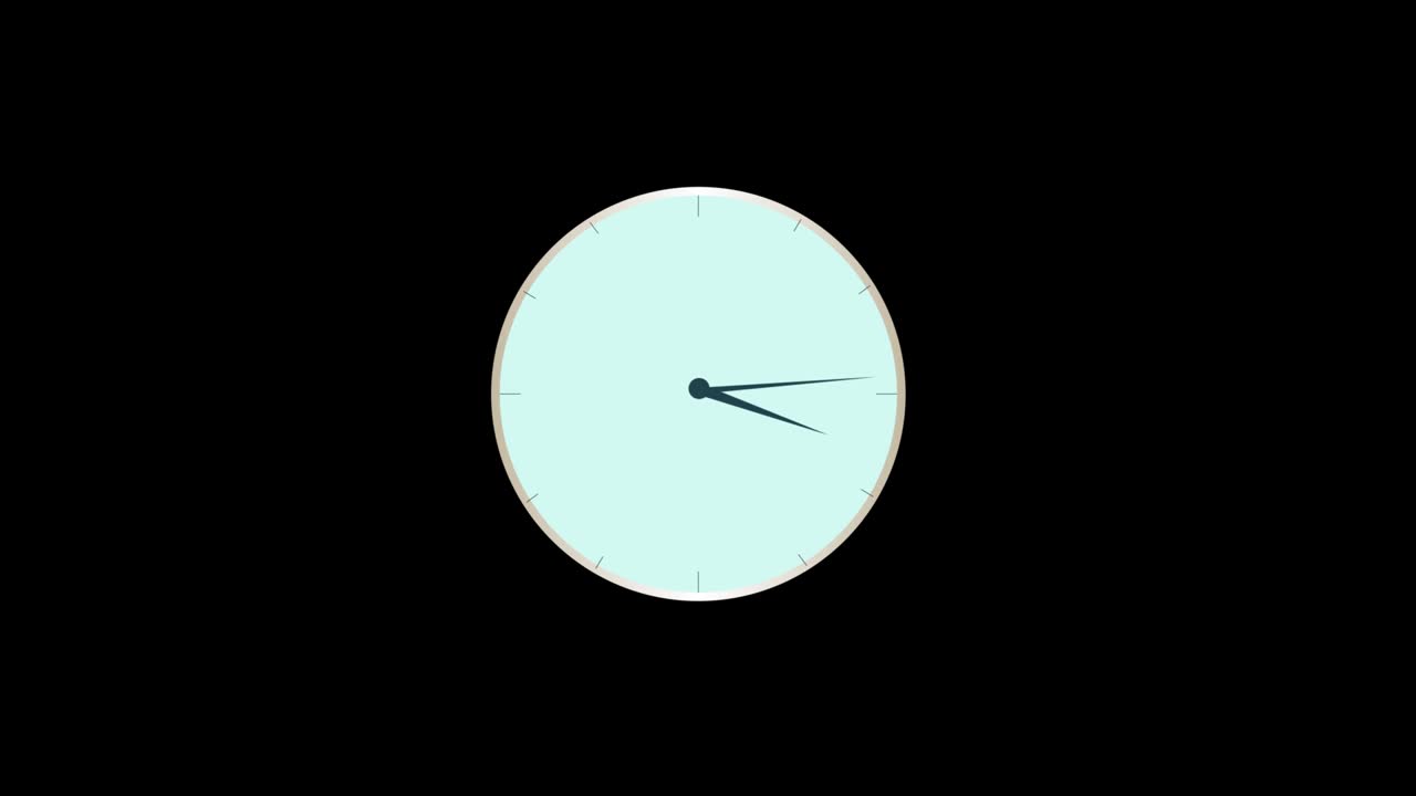 isolated gray wall clock shows time clock on black background animation video