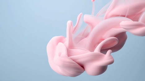 Abstract Pink Fluid Swirl on Blue Background