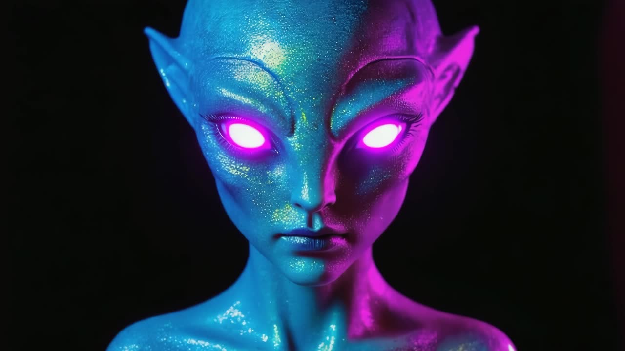 Futuristic Alien Portrait with Glowing Eyes