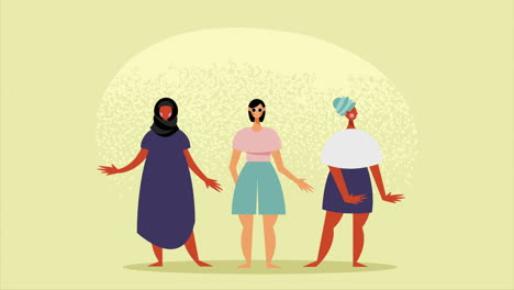 happy diversity girls characters animation