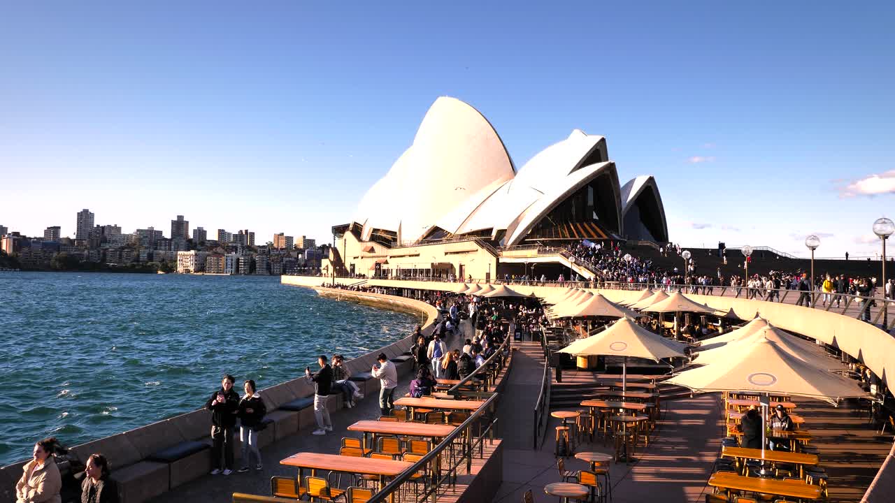 Sydney Opera House and Waterfront Promenade with Crowds