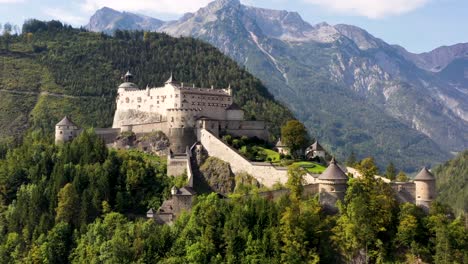 Aerial-view-of-Hohenwerfen-Castle,-Austria,-Europe