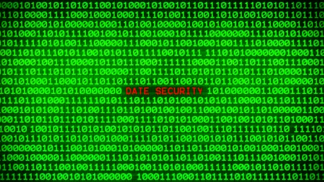 fecha palabra de seguridad revelando en la pared de código binario verde entre el fondo de la matriz de datos binarios aleatorios