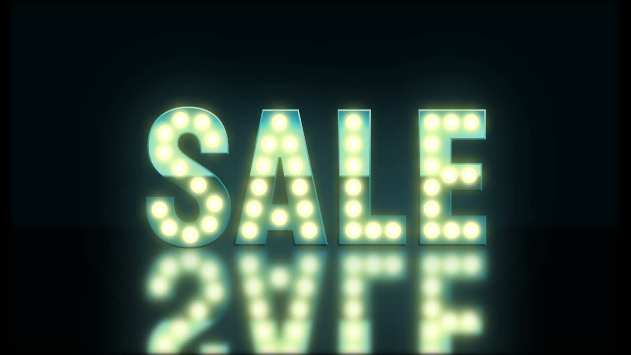 animación de venta con bombillas intermitentes. 4k.