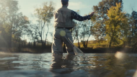 fishing in a river