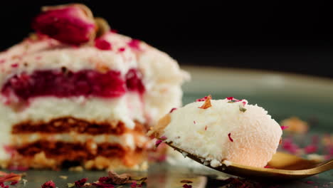 rose petal dessert with creamy layers