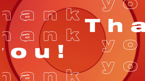 digital animation of thank you text against concentric circles on orange background