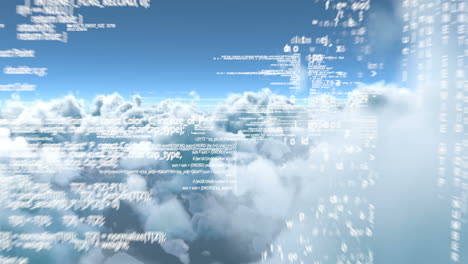 binary code against white clouds 4k