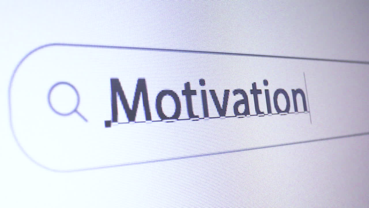 Browser bar with typed Motivation keyword on the computer screen, SEO Concept