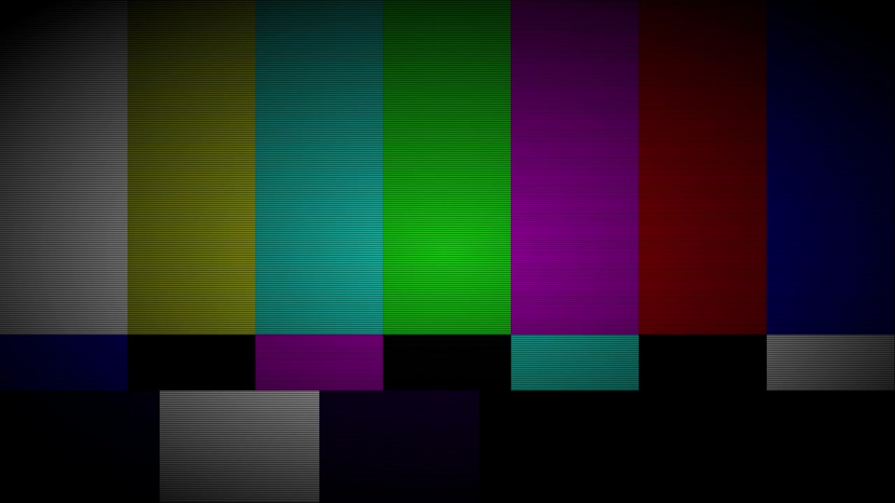 Television Test Pattern with Digital Glitch and Signal Interference
