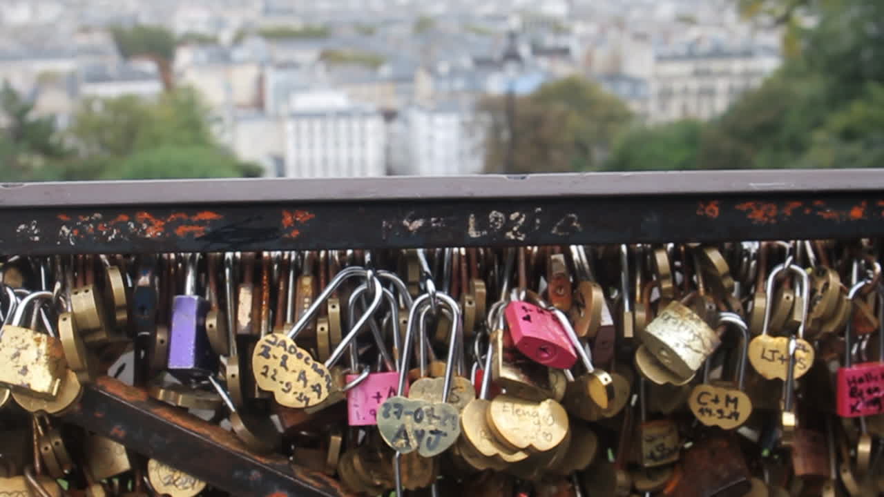 Love locks on a bridge in Paris