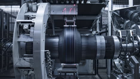 car tyre manufacture automat working process in modern technological workshop